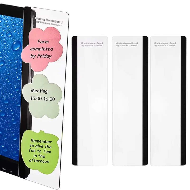 1 Pcs Left / Right Memo Board Clip Monitor Computer Screen Sticky Note Holder Message Panel Office Desktop Accessories Daily Use
