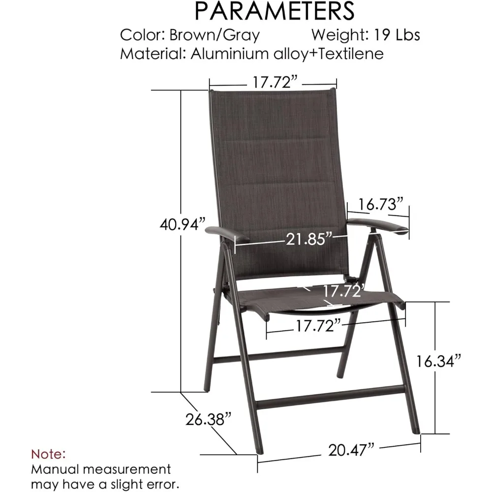 Coolmen 2-Pack Outdoor Patio Dining Chair Set - Breathable Textilene Padded, Foldable Deck Chairs for Outdoor Patio (Bro