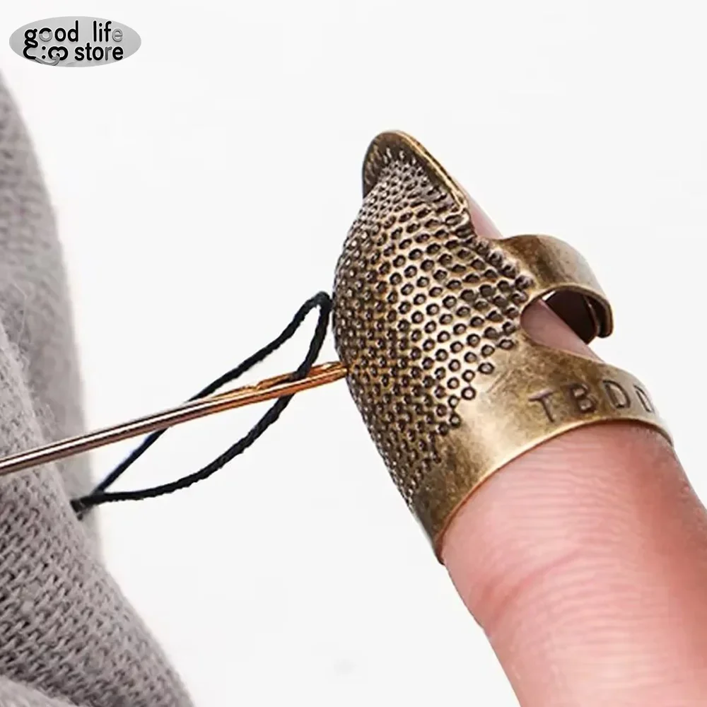 4/2/1pcs Thimble Sewing Finger Protector Copper Retro Anti Slip Ring For Protect Fingers During Sewing Sewing Supplies Sew Tools