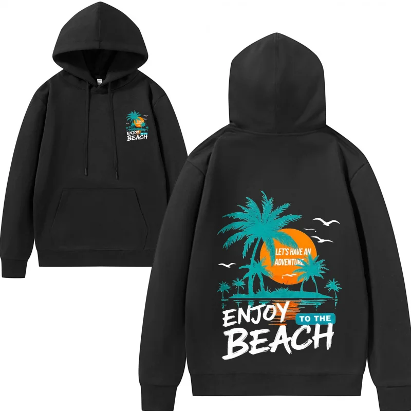 هوديي للرجال شجرة النخيل غروب الشمس ميامي بيتش طباعة ممتعة شجرة النخيل قماش قابل للتنفس