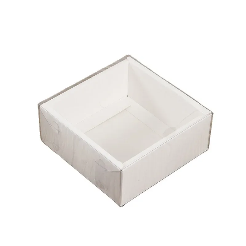 10pcs Clear PVC Lid White/Black/Kraft Paper Box Handmade Soap Candy chocolate biscuit boxes for wedding party gift wrap