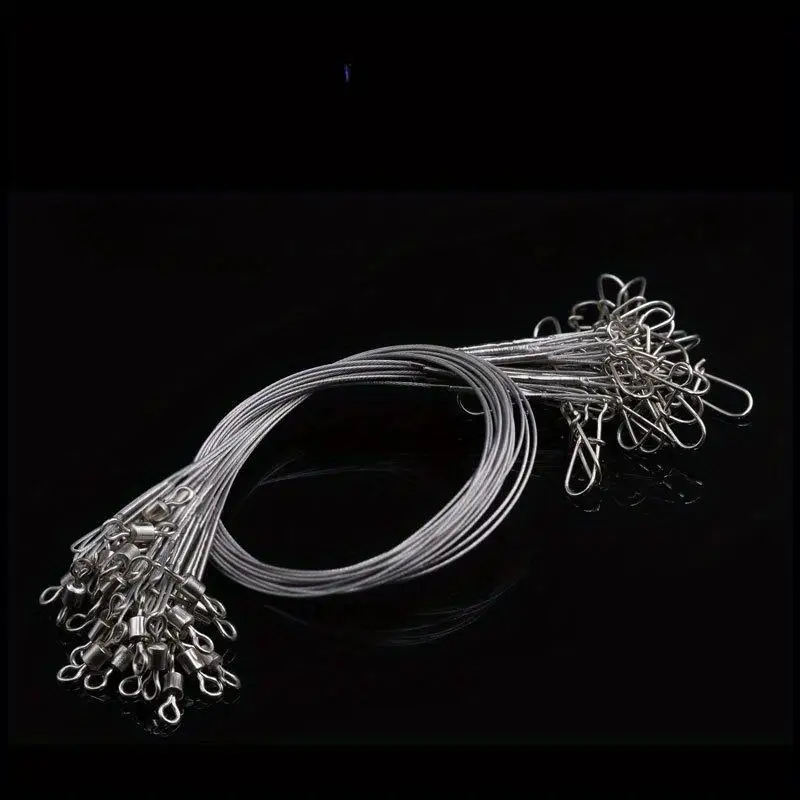 24pcs Stainless Steel Fishing Leaders Durable Tangle Free High Strength Fish Wire Gear with Swivels and Snaps