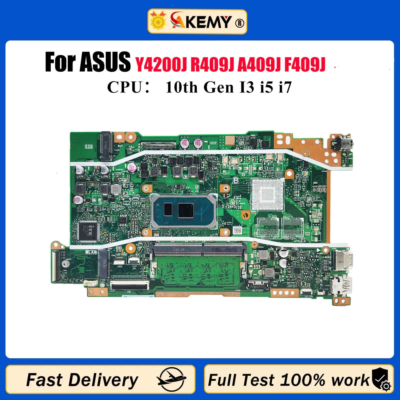 

X409JA Материнская плата для ноутбука ASUS X409J Y4200J R409J A409J F409J X409JP X409JB Материнская плата 10-го поколения I3 i5 i7 100% тест OK stk