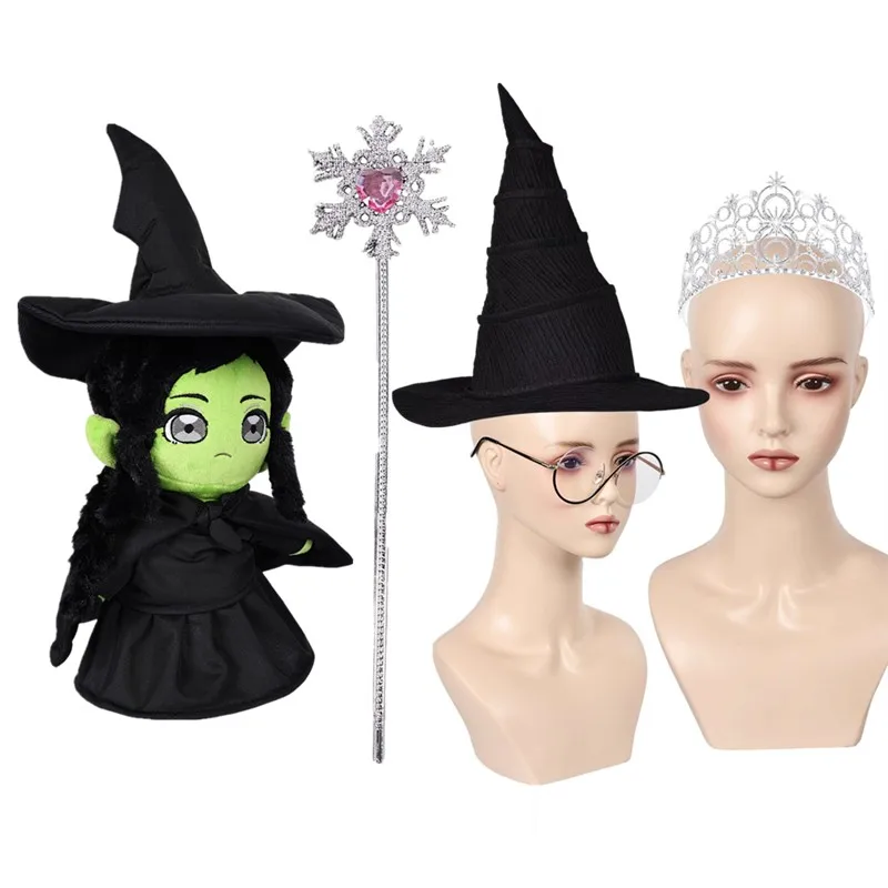 TV Glinda-Diadema con corona para Cosplay, varita mágica, disfraz malvado, gafas de Elphaba, sombrero de bruja, accesorios para disfraz de Carnaval y Halloween