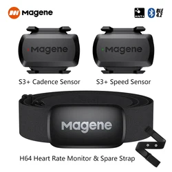 Magene H64 S3+ BLE/ANT+ Dual Mode Speed Cadence Heart Rate Sensor Bicycle Computer Bike Wahoo Garmin Zwift