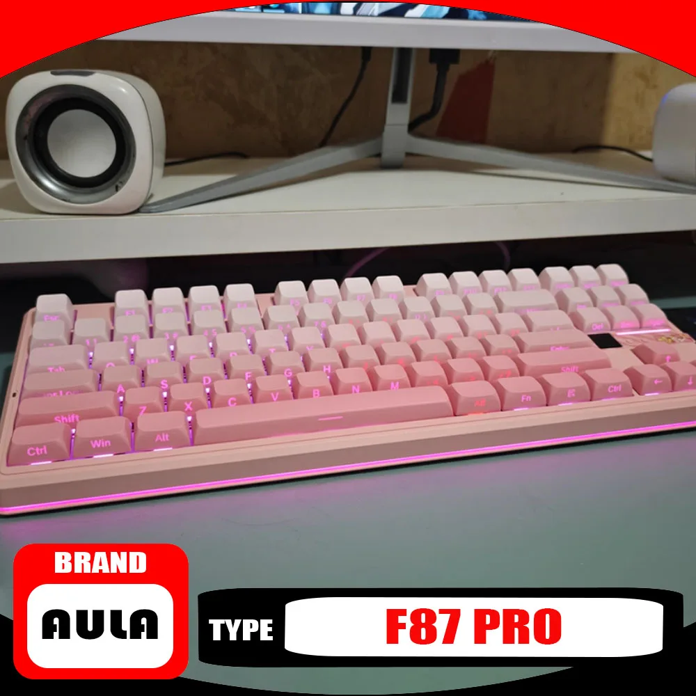 

Механическая клавиатура AULA F87 Pro V2, трехрежимная беспроводная RGB мода, 8000 мАч, аксессуары для ПК, геймеров, прокладка из ПБТ, игровая клавиатура Mac