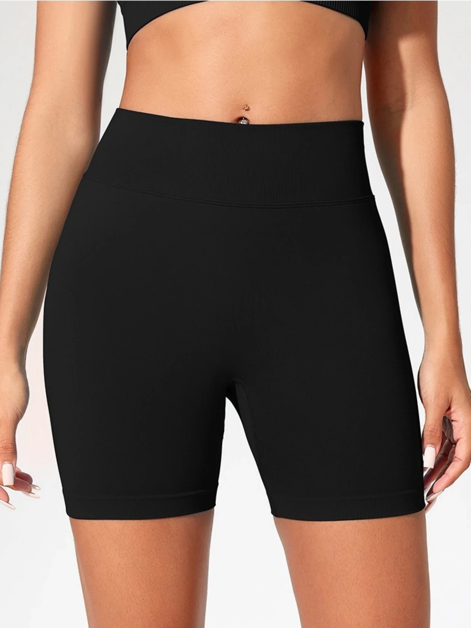 Nahtlose Damen Gym Yoga Trainingshose Hohe Taille Pfirsich-Po-Effekt Einfarbige Enge Sexy Shorts Fitness Leggings – Detail 11