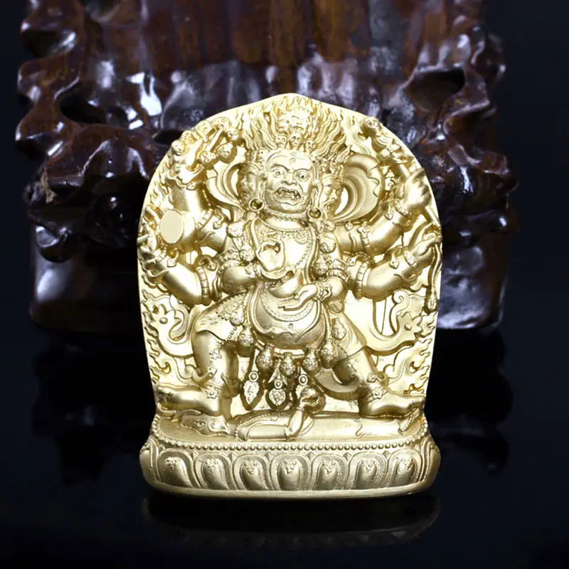 Brass Six Armed Black Mahakala Tsa Tsa Mold Buddhist Figure Casting for Clay Art Collections, Sculpting Supply