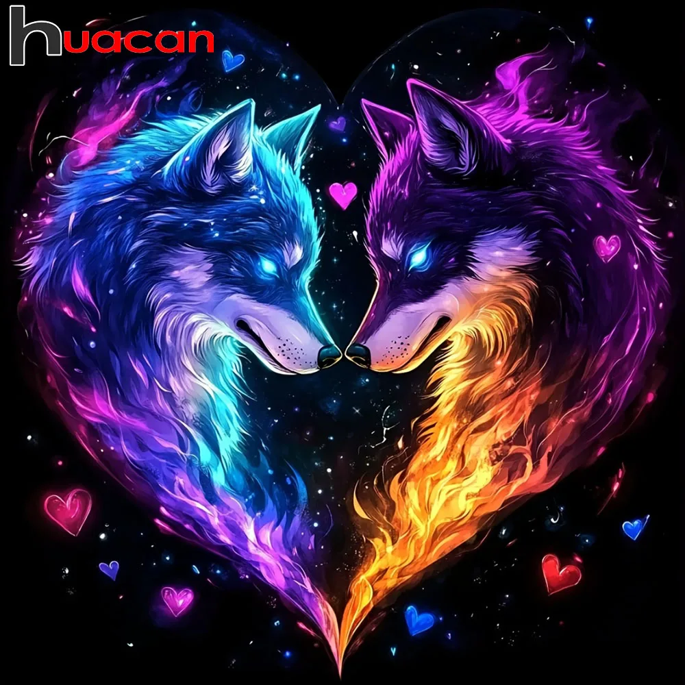 Huacan Vollquadrat-Rundbohrer Diamantmalerei Wolf Diamant-Mosaik Tier Neu 2026 Bild aus Strasssteinen