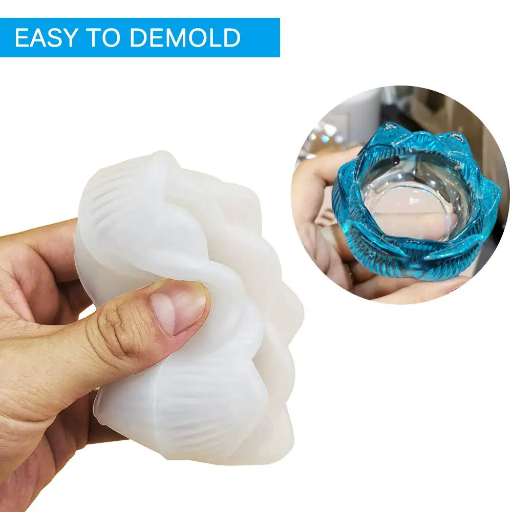 

Подсвечник с цветком лотоса, силиконовая форма, креативное хранение, набор для литья из кристаллической эпоксидной смолы для поделок и домашнего декора своими руками