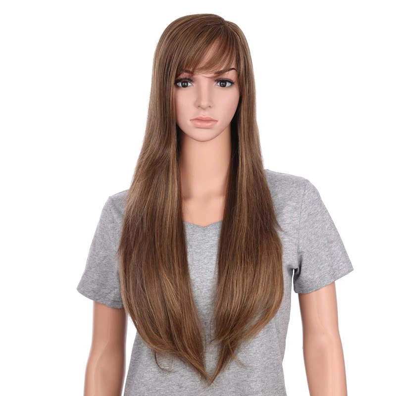 Onedor 30 Long Straight Synthetic Full Head Cosplay Wigs with Bangs (R12/16)