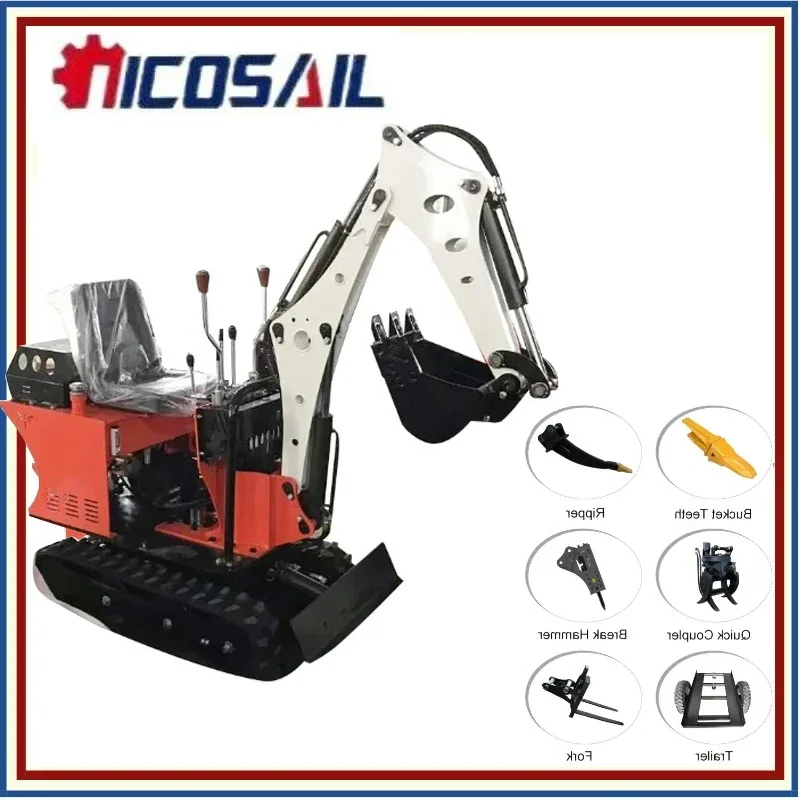 

Mini Excavator 0.8 Ton 1Ton 1.2Ton High Quality Hydraulic Diesel Minibagger Small Crawler Excavator Diggers for Sale customized