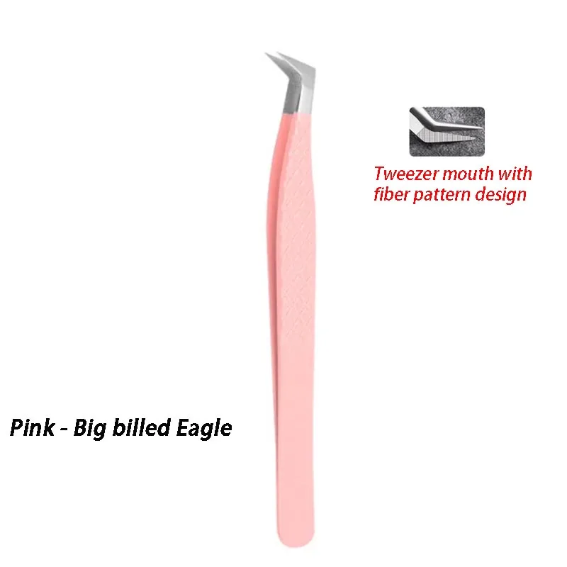 1 Pcs Eyelash Tweezers Extension Pink Stainless Steel Superhard Tweezers With Fiber Tips High Precision Anti-Static Tweezers