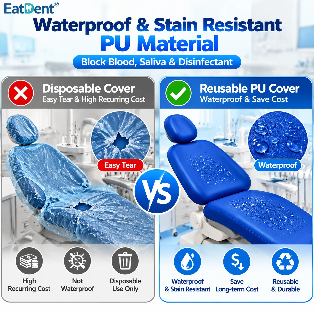 4Pcs/Set Dental Chair Cover Unit PU Leather Dentistry Lab Equipment Elastic Waterproof Protective Case Seat Protector Sleeves