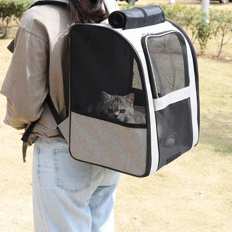 Pet Cat Backpacks Breathable Outdoor Cat Carrier Shoulder Bag for Small Dogs Cats Portable Travel Folding Backpack Pet Supplies