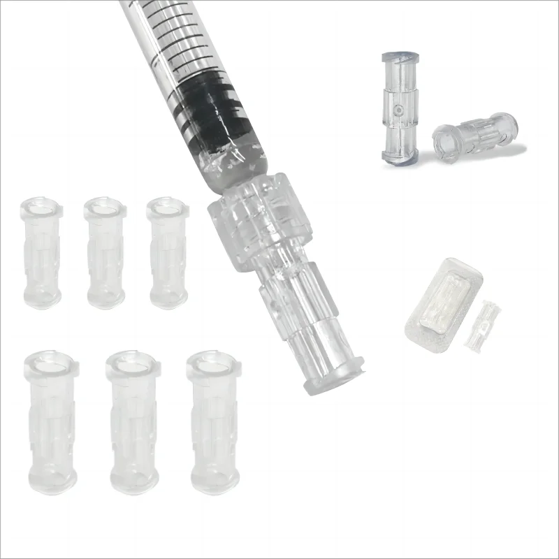 Médico Estéril Luer Lock Adapter, pacote individual, à prova de vazamento, dupla hélice, fêmea Seringa acoplador conector, transparente