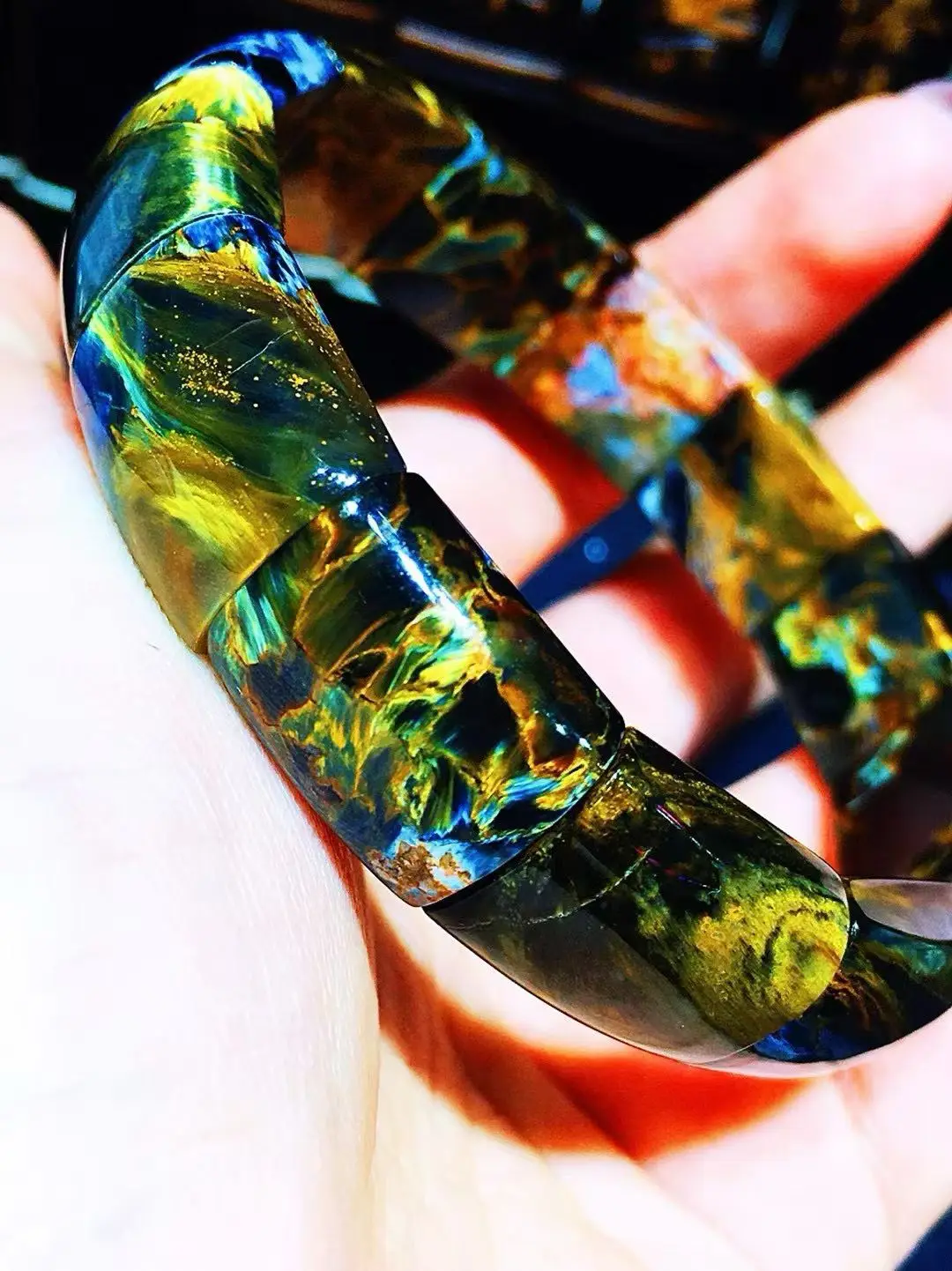 Natural Blue Pietersite Chatoyant Bracelet Bangle Big 14x17x7mm Jewelry Rectangle Healing Cat Eye Namibia Women Men AAAAAA