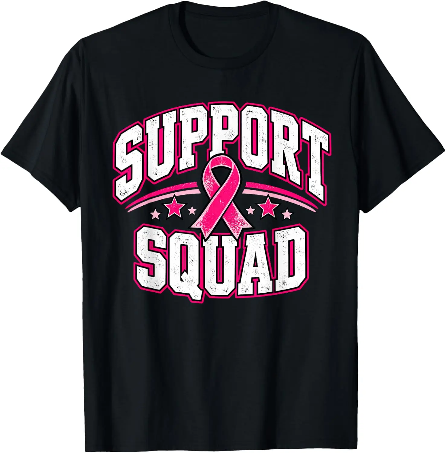 Warrior Support Squad Breast Cancer Awareness T-Shirt Breathable, heavyweight pure cotton short-sleeve top—stylish, plus-size, and suitable for year-round wear with a sporty, casual vibe