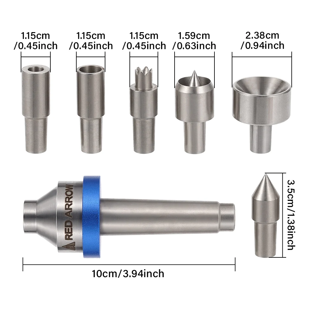 Centre de vie Interchangeable pour le travail du bois, MT2 Morse Taper à 2 tiges avec 6 pièces, outils de tour à bois