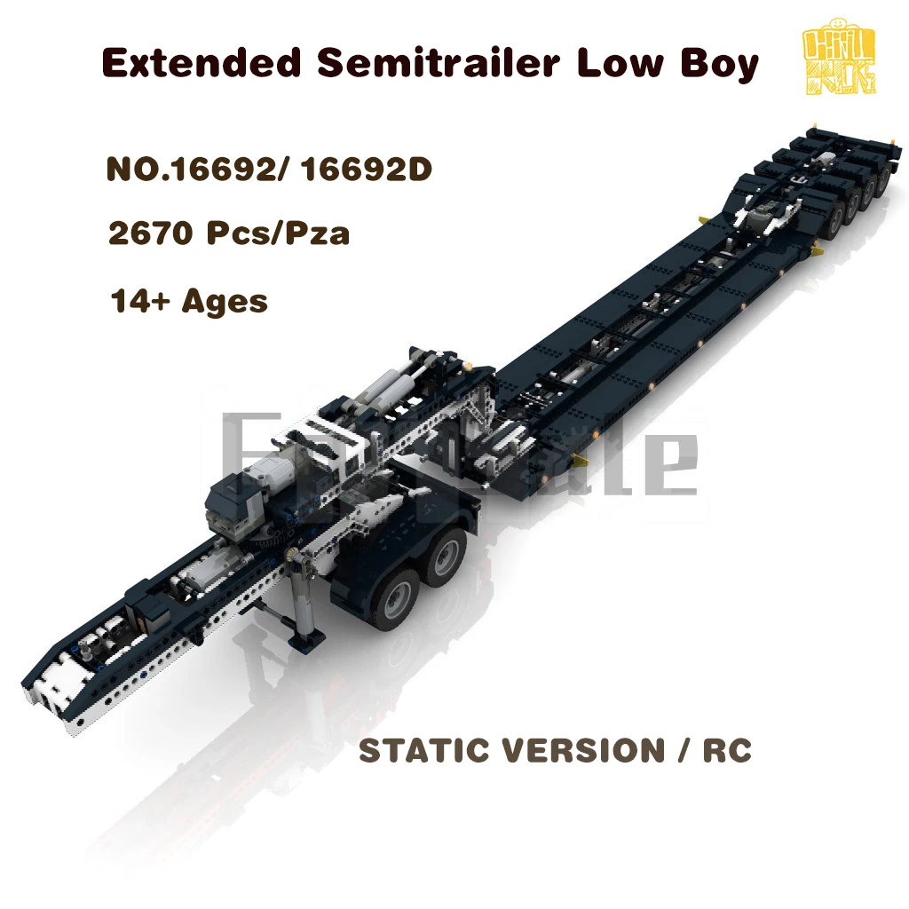 Moc-16692 Semitrailer Low Trailer Model With PDF Drawings Building Blocks Bricks Toy Birthday Christmas Gifts