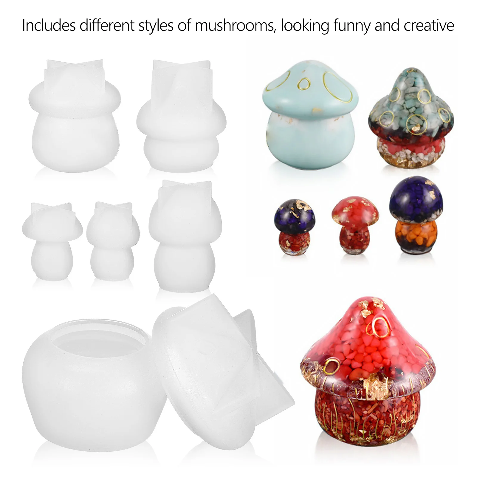 

5 шт. формы для грибов, силиконовые формы для рукоделия, формы для хранения эпоксидного литья, прочные маленькие силиконовые формы для рукоделия, комплект украшения дома, подарок