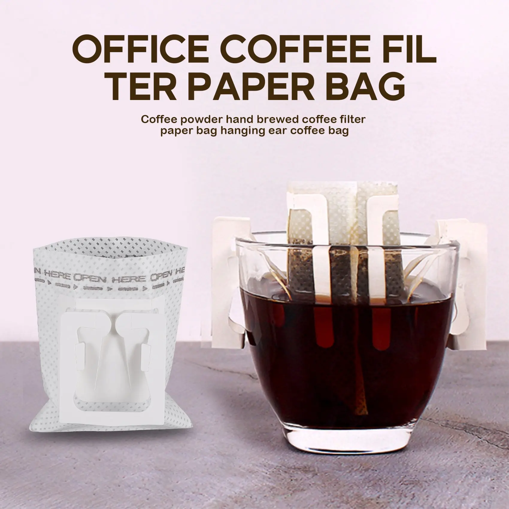 50Pcs / Pack Drip Coffee Filter Bag Portable Hanging Ear Style Coffee Filters Paper Home Office Travel Brew Coffee and Tea Tools - view 3