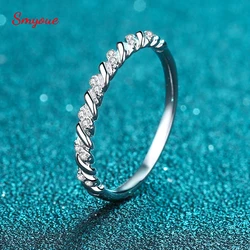 Smyoue 0.056ct Moissanite Twisted Eternity Ring for Women 100% 925 Sterling Silver Lab Diamond Stackable Wedding Promise Band