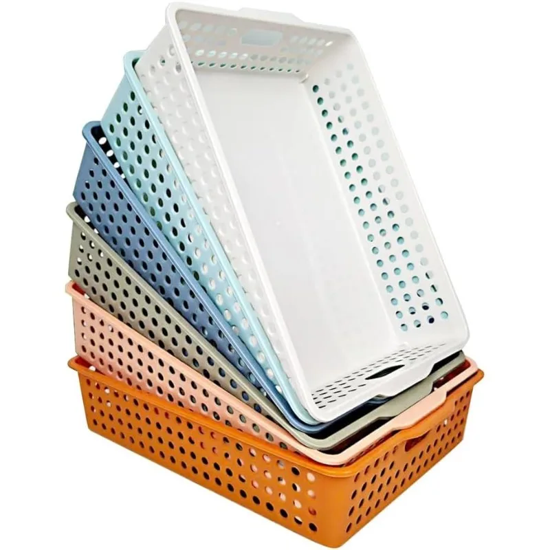 6 paniers de rangement en plastique pour papier format A4, organisateurs de bureau pour salle de classe, idéaux pour enseignants, étudiants et bureaux
