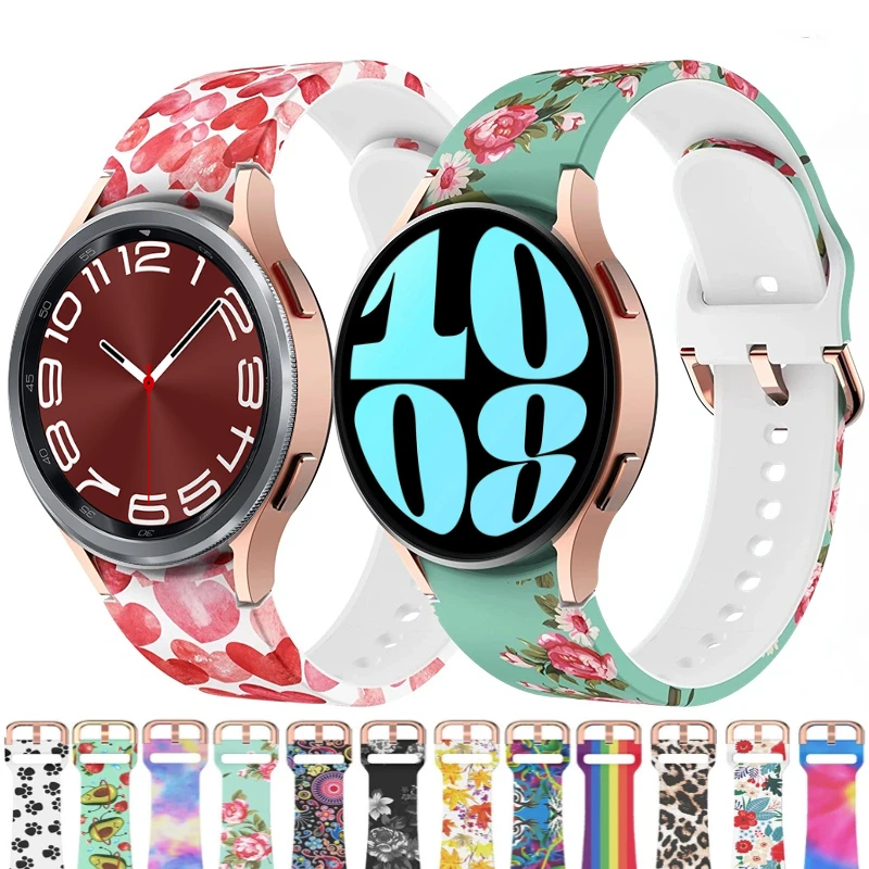 

Color printed silicone bracelet strap For Samsung Galaxy watch 7/6/5/4 Sport Fashion Band For Galaxy watch 6/4 Classic 43mm 46mm