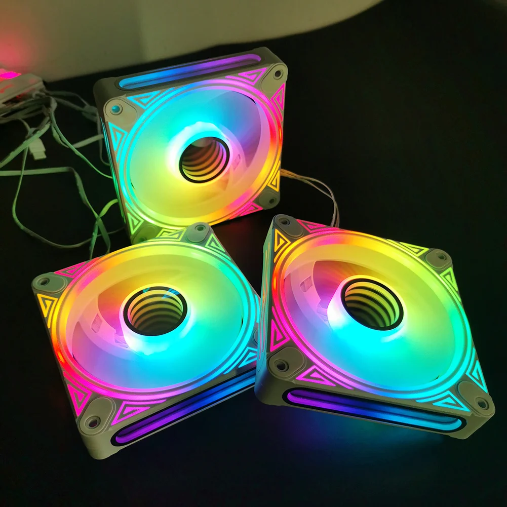 Dm1 kühler lüfter argb pc cpu geräuschloses gehäuse leuchtender lüfter 4.72 "kühlung pc lüfter mit hydraulischem lager geräuscharmer computer rgb gehäuse lüfter