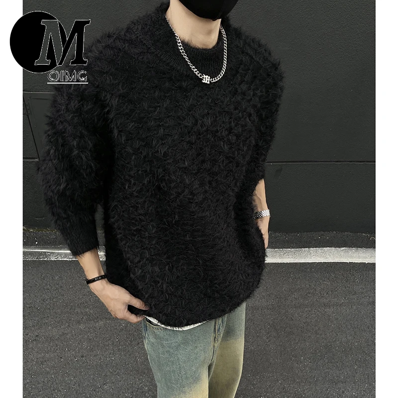 [OIMG] High Quality Long Hair Korean Edition Knitted Sweater Black Wall