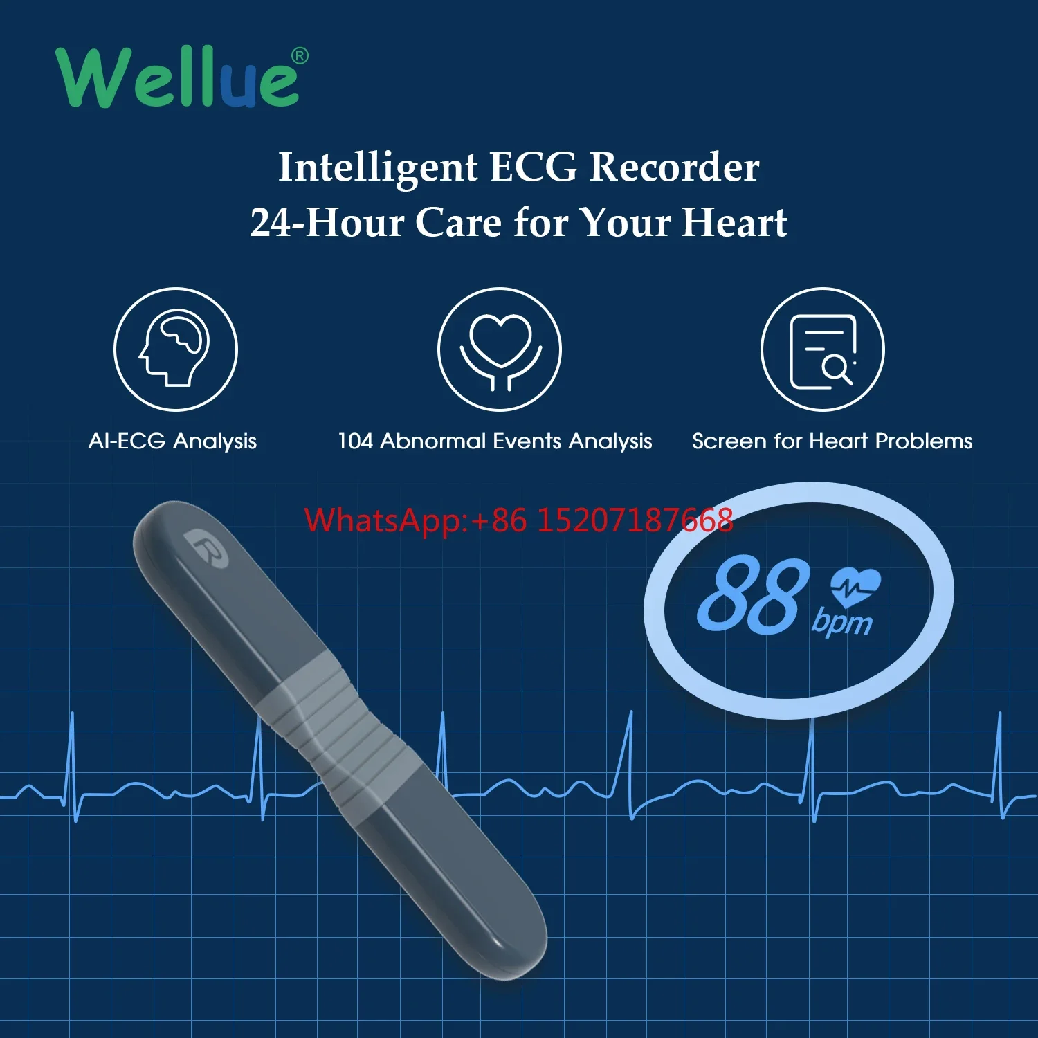 Wellue ER1 24 hours Ecg Holter Mini Ecg Monitor Heart Rate Monitor Watch Ekg Portable Heart Monitor Ekg