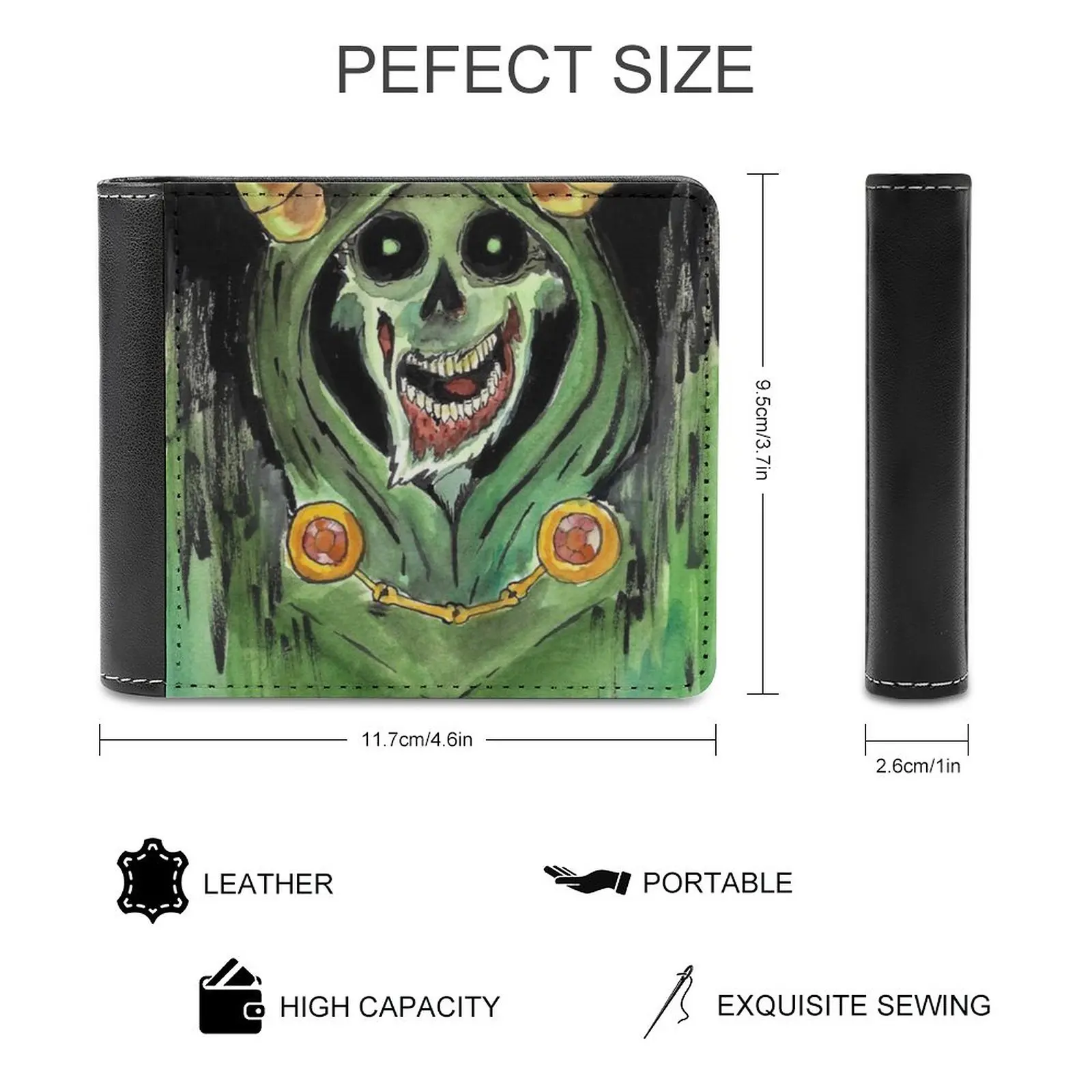 The Lich New Men Wallets Pu Leather Men Purse High Quality Male Wallet Adventure Time Lich Skull Zombie Horror Personalized