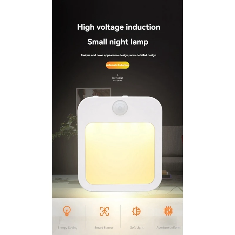 Lampu Malam LED Sensor Gerak Lampu Malam Anak-anak Lampu Malam LED Pintar untuk Meja Samping Tempat Tidur Kamar Tidur Dekat Steker UE-AT64
