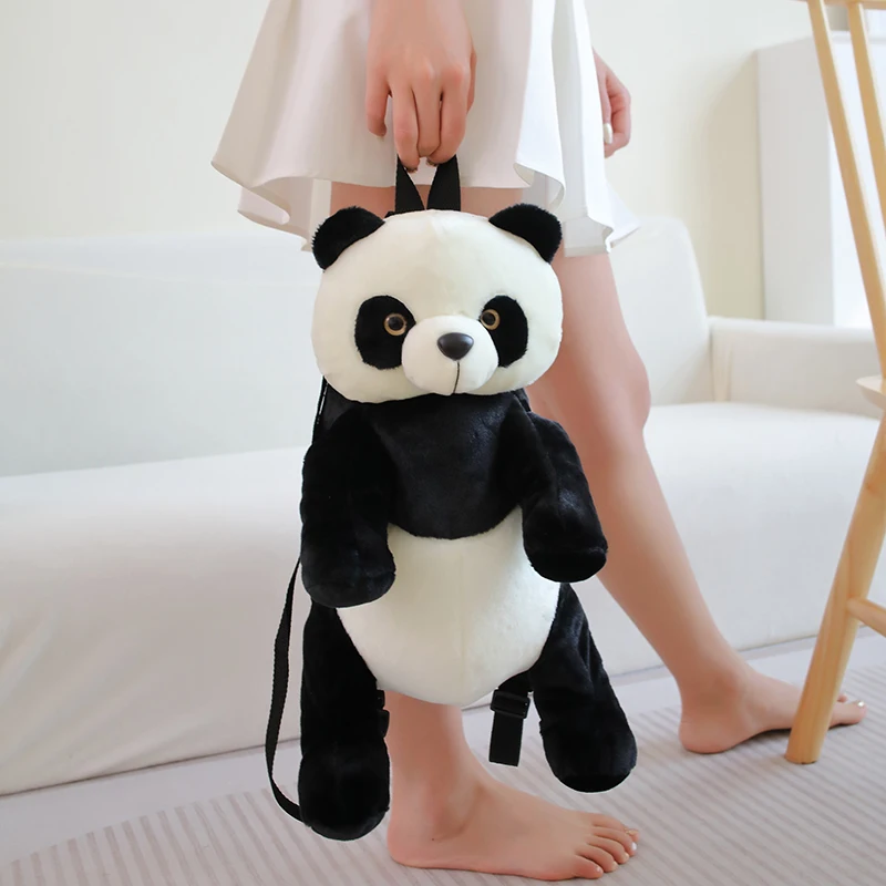 Nueva mochila de felpa de Panda, juguete de peluche de Panda bonito de dibujos animados, bolso de hombro de Animal relleno suave, regalos de cumpleaños