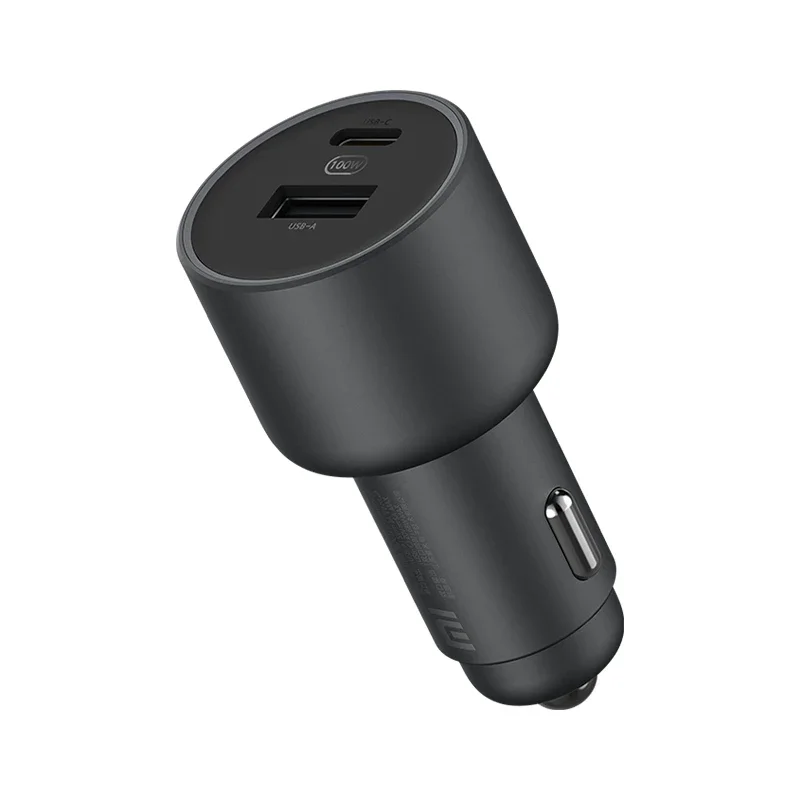 Original Xiaomi 100W Car Charger Dual USB Quick Charge Mi Car Charger USB-A USB-C Dual Output LED Light With 5A Cable