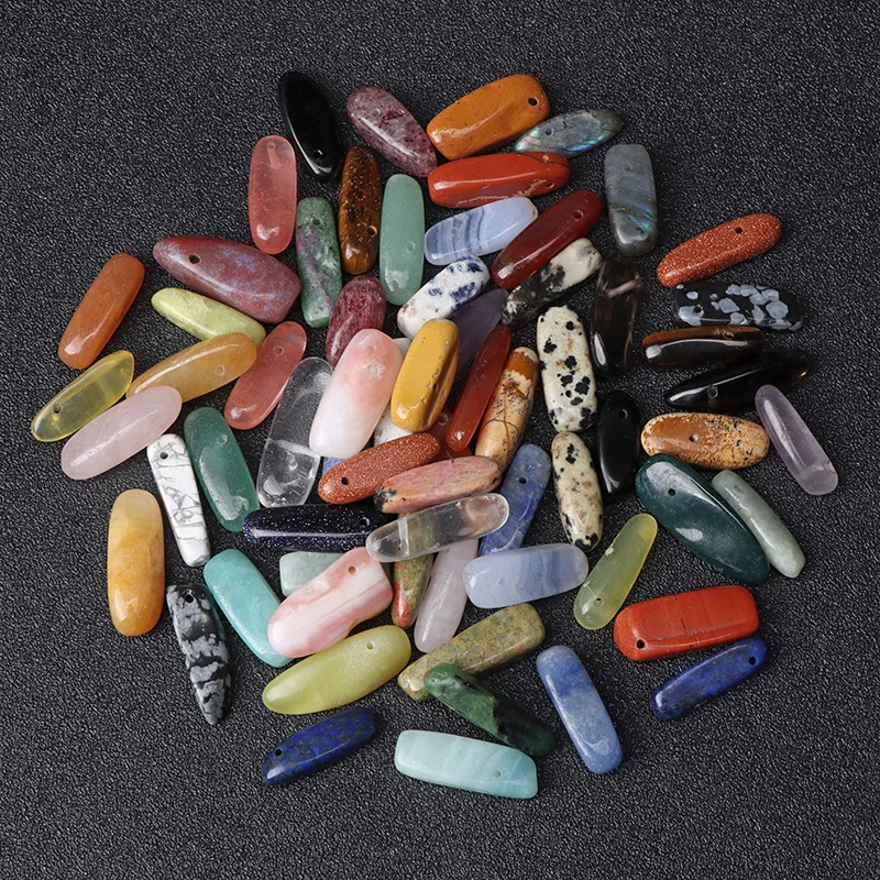Top Drilled Natural Agates Stick Beads Pendant Quartz Stone Point Loose Beads for Jewelry Making DIY Bracelet Necklace Earrings