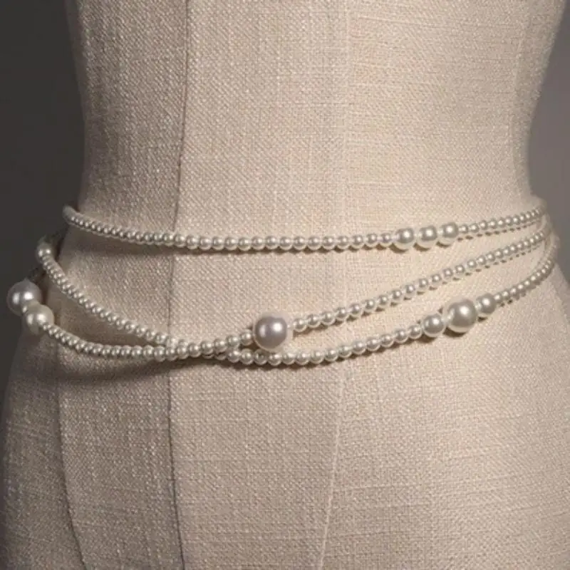 Imitation Pearl Waist Chain Women With Dress Sub Sweater Multi-layer Pearl Waist Chain Women's Simple Body Chain