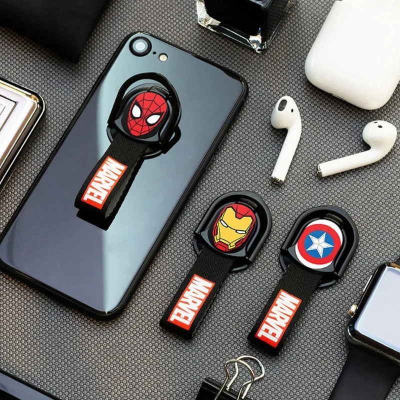 Marvel Spiderman Captain America Iron Man Peripheral Movies Creative Portable Reversible Phone Holder Anti-Lost Ring Lanyard