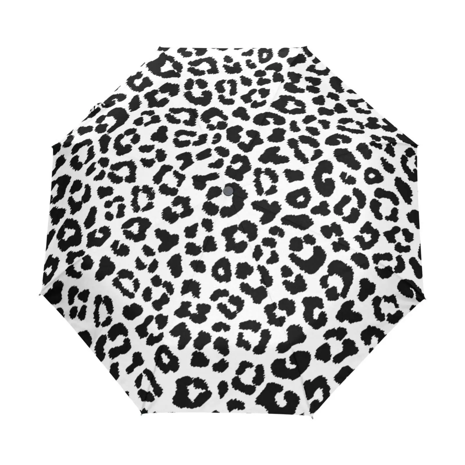 Leopard Print Folding Rain Sun Umbrella Panther Skin Pattern Travel Umbrellas Compact Lightweight Windproof for Adults Women