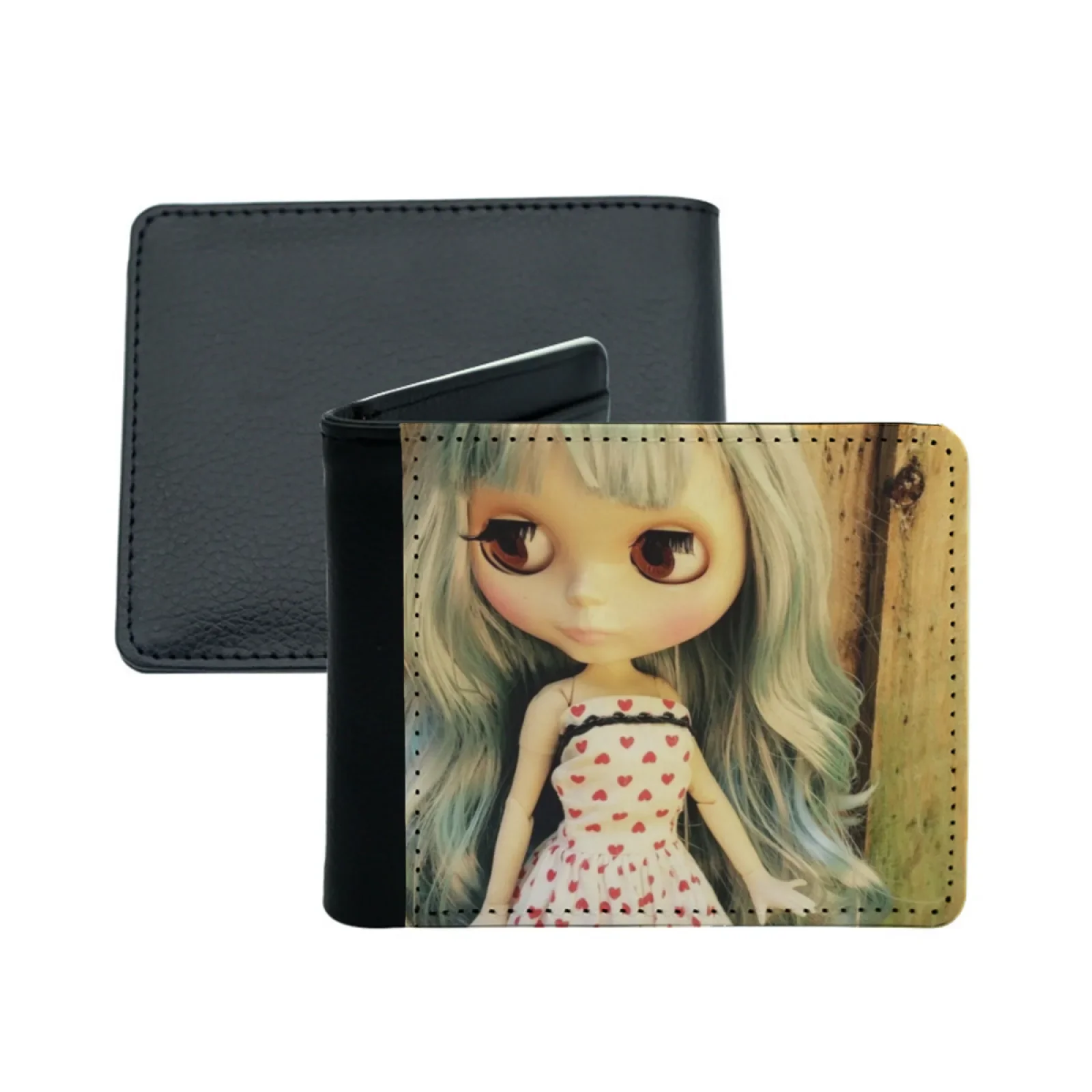 New 2025 Blythe Doll Heart Retro Personalized Unisex Blythe Doll New Print Men's Wallet Short Fashion Pu Leather Wallet