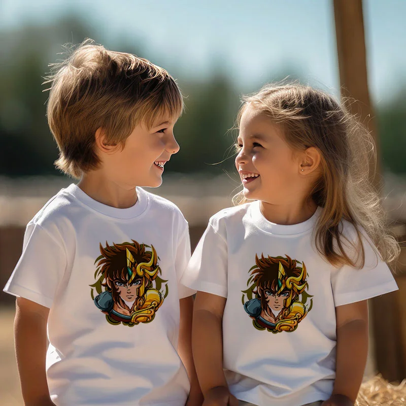 

Saint Seiya Anime Manga Phoenix T-Shirt Boys Boy White T Shirt Fashion O-Neck Kids Short Sleeve Tees Printing Children Clothing