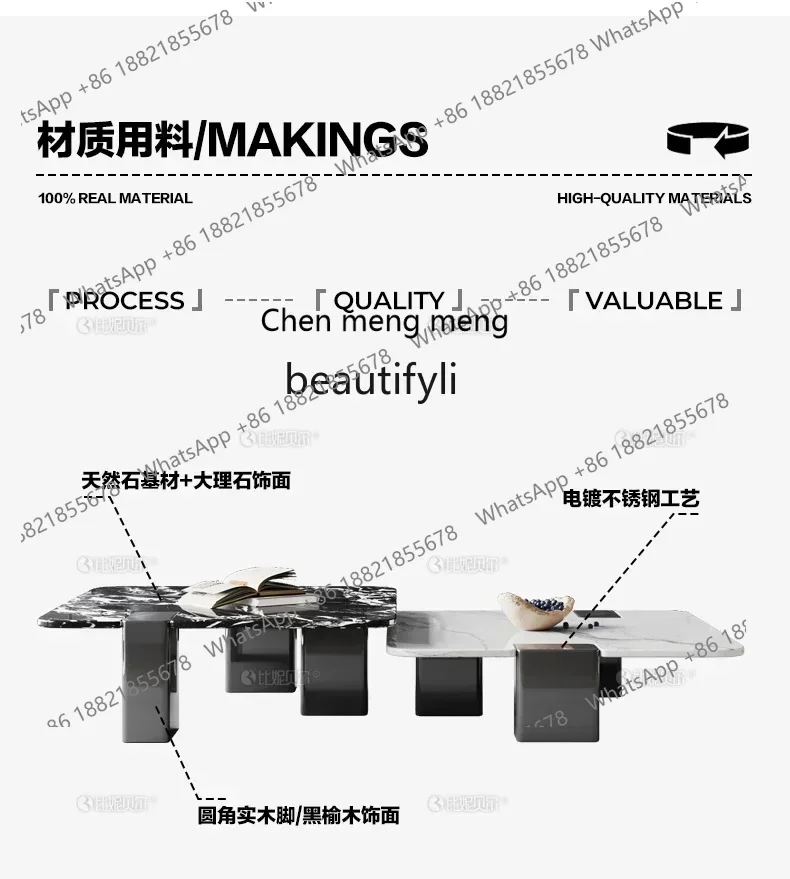 X AItalian minimalist marble coffee table living room tea table combination small apartment designer