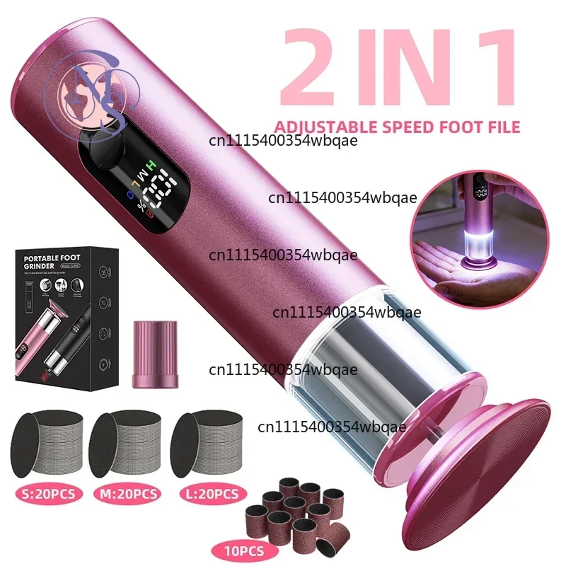 ZOCI-FOR- 2In1 Rechargeable Electric Foot File Callus Remover, 60Pcs Sandpaper Discs Pedicure Nail Care Tool Set