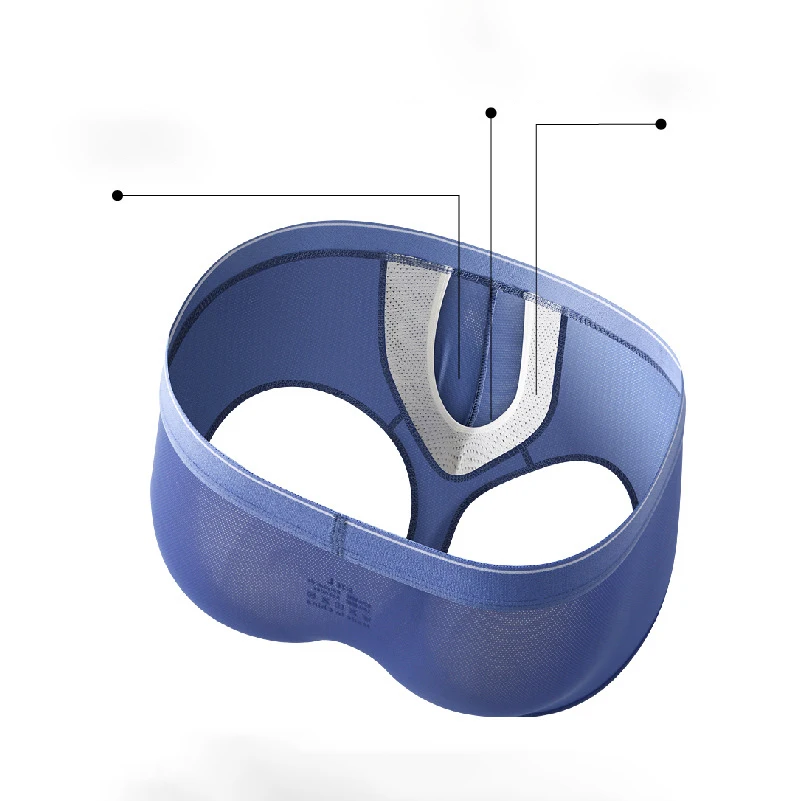 남성용 아이스 실크 팬츠, 얇은 통기성 복서 반바지, 오픈 플라이 파우치, 섹시한 팬티, 총알 분리, 음낭 생리 언더팬츠