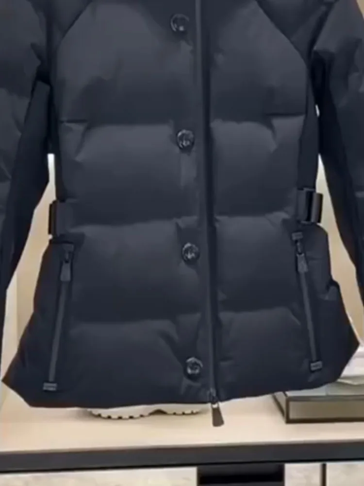 Ele Bla Slim Fit Feminino para baixo Jaet Design de cintura alta Casaco de inverno Sli Casacos com capuz Premium Feel Faionable