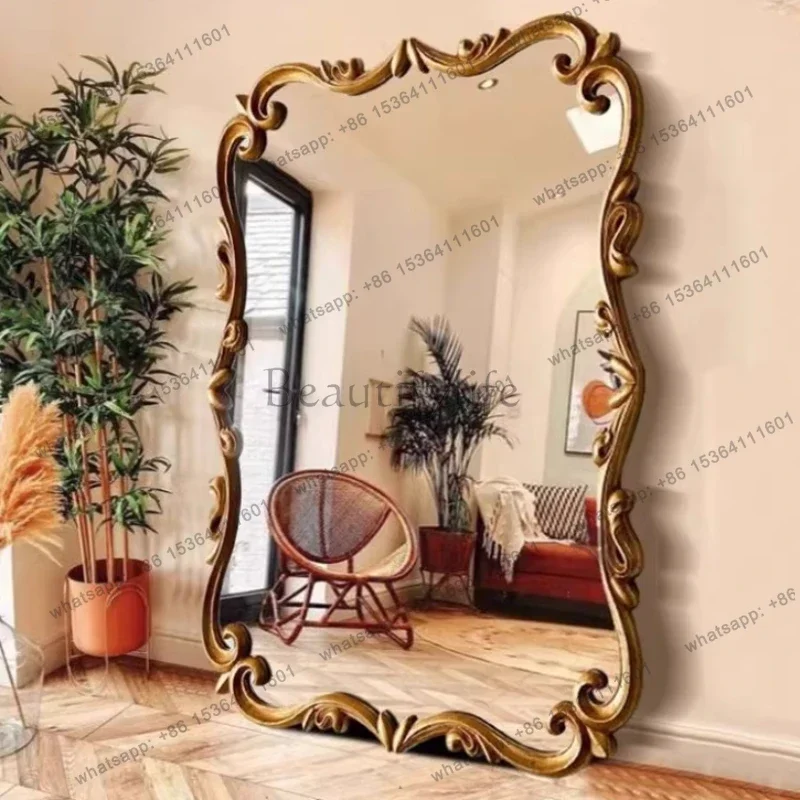 ld Wavy Funky Mirror Modern Luxury Long Floor Aesthetic Vintage Mirror Full Body Standing Spiegel Wand   Decorations