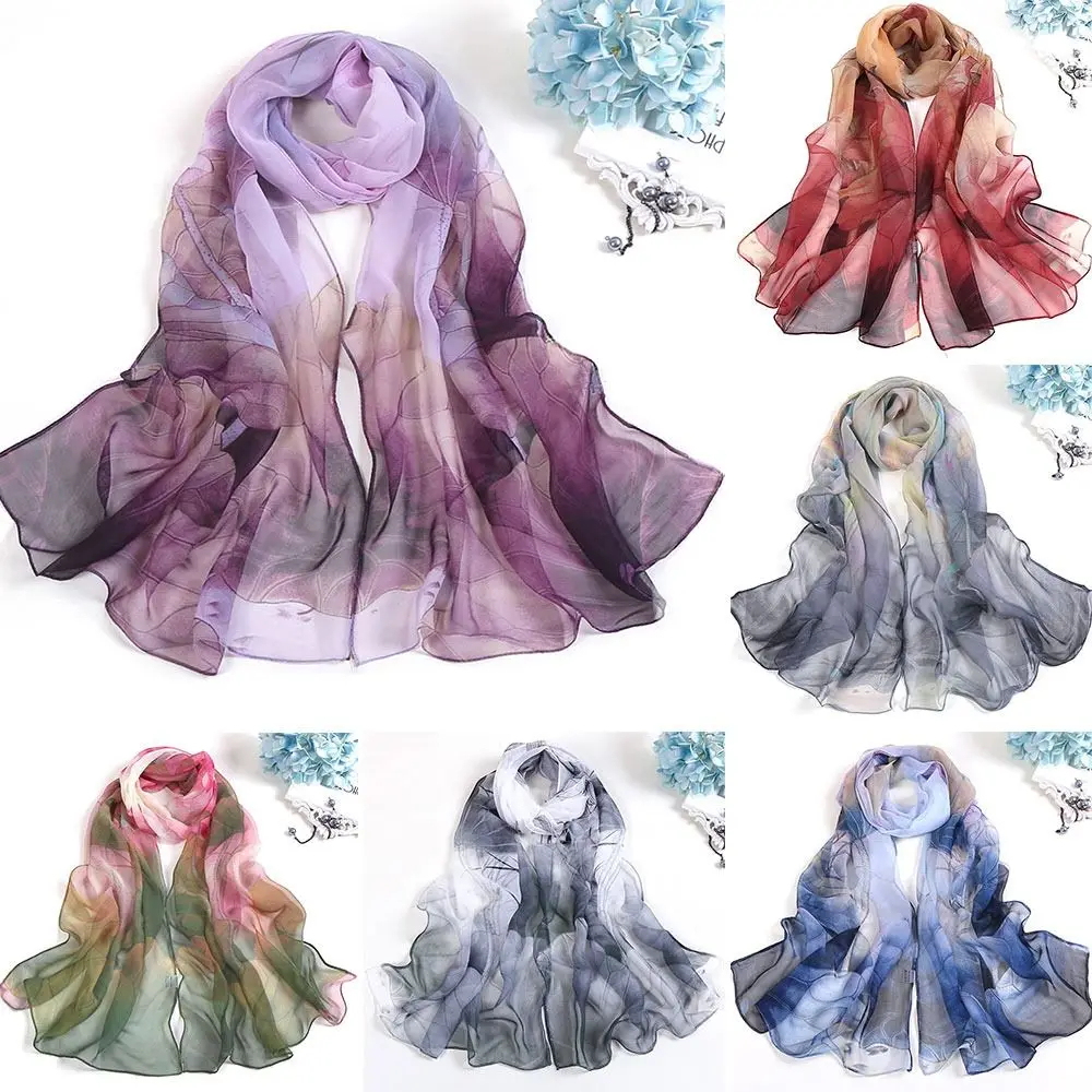Sommer bestickter Seidenschal, sonnenbeständig, atmungsaktiv, Strandschal, glattes Seiden-Bandana für Damen