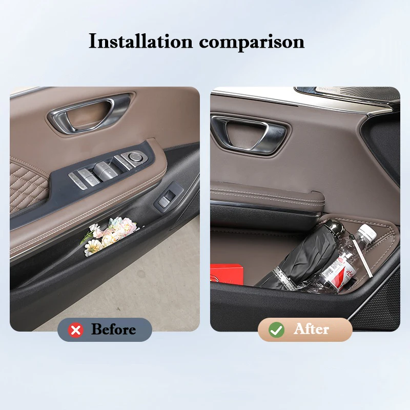 For BYD Han DMi EV Han L 2024 2025 Car Door Slot Storage Box Leather glove box Protective Pad WaterProof Barrel Auto Accessories