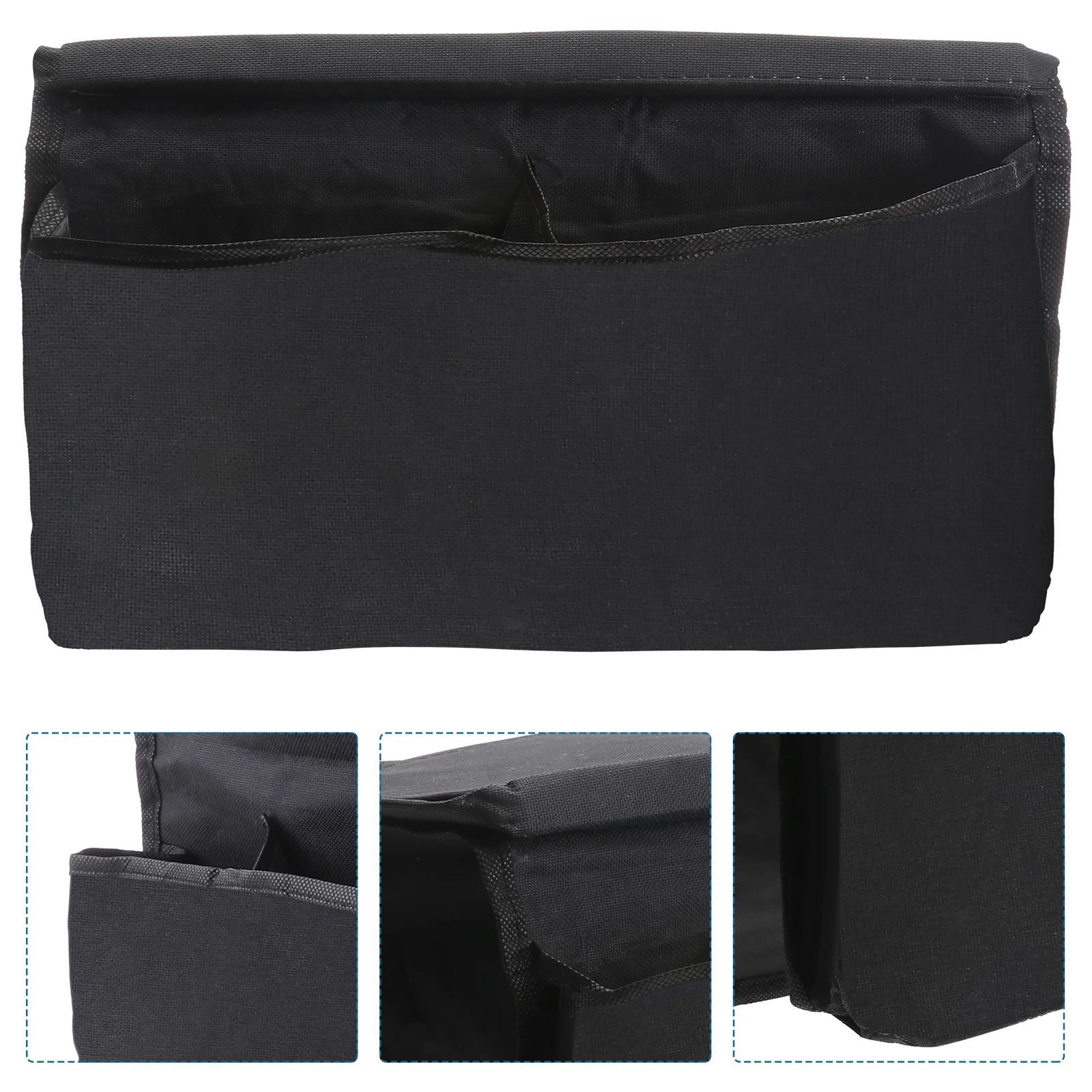 

Sofa Drink Holder Handrail Storage Bag Arm Rest Armrest Organizer Tray Black Pocket